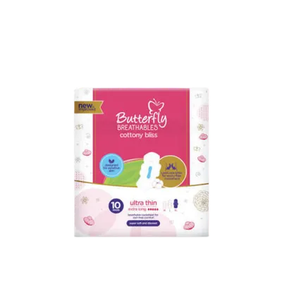 BUTTERFLY PADS BREATHABLES ULTRA THIN EXTRA LONG 10PCS BOX