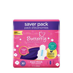 BUTTERFLY PADS BREATHABLES MAXI THICK LONG 30PCS