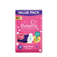BUTTERFLY PADS BREATHABLES MAXI THICK LONG 18PCS PINK