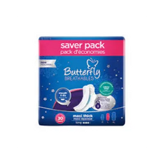 BUTTERFLY PADS BREATHABLES MAXI THICK LONG 30PCS BLUE