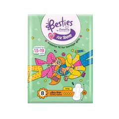 BUTTERFLY PADS BESTIES TEENS ULTRA THIN LONG 8PCS