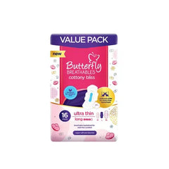 BUTTERFLY PADS BREATHABLES COTTONY BLISS ULTRA THIN LONG 14PCS PINK