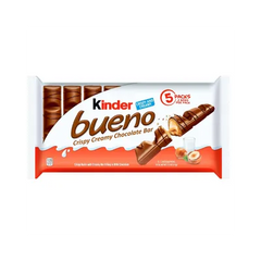 KINDER BUENO MILK CHOCOLATE AND HAZELNUTS BAR 43G