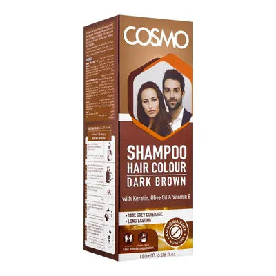 COSMO HAIR COLOUR SHAMPOO 180ML DARK BROWN