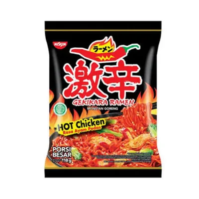 NISSIN RAMEN NOODLES 118GM EXTRA HOT CHICKEN
