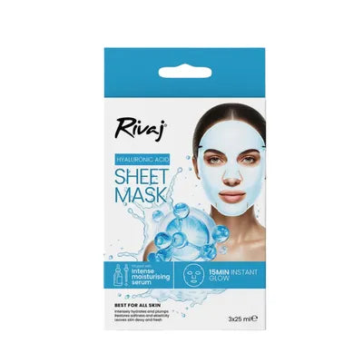 RIVAJ FACIAL MASK 3PCS HYALURONIC SERUM