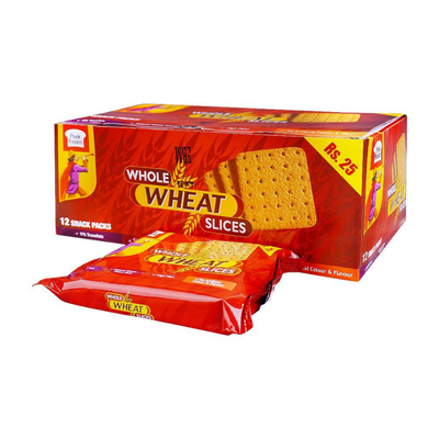 WHOLE WHEAT PURE FIBRE SLICES BISCUIT SNACK PACKS 12PCS