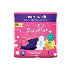 BUTTERFLY PADS BREATHABLES MAXI THICK LONG 30PCS PINK