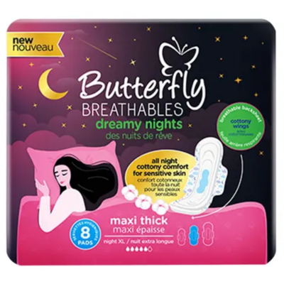 BUTTERFLY BREATHABLES MAXI THICK 8 PADS EXTRA LONG