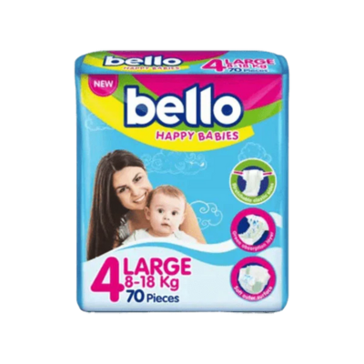 BELLO DIAPERS 70PCS LARGE SIZE 4