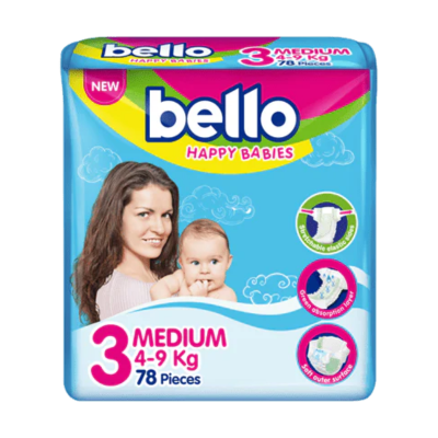 BELLO DIAPERS 78PCS MEDI SIZE 3