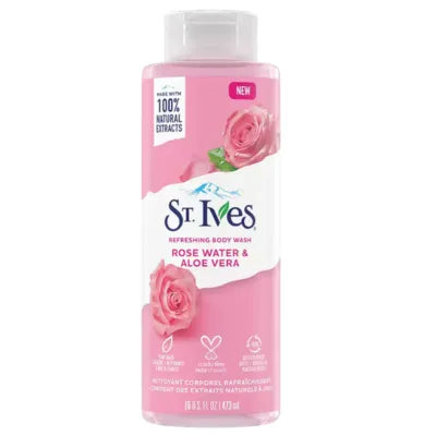 ST IVES BODYWASH 473ML ROSE WATER & ALOE VERA