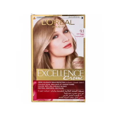 LOREAL EXCELLENCE HAIR COLOR 9.1 VERY LIGHT ASH BLONDE BLOND TRES CLAIR CENDRE