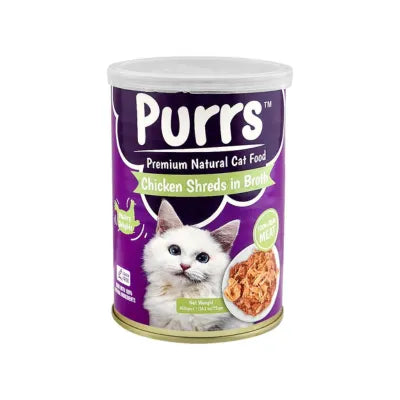 PURRS CAT FOOD TIN 400GM CHICKEN IN BROTH