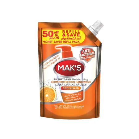 MAKS HAND WASH 600ML CITRUS FRESH