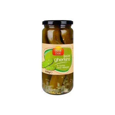 BEST DAY MINI GHERKINS 500GM IN BRINE AND VINEGAR