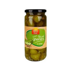 BEST DAY PICKLED SLICED GHERKINS 480GM IN BRINE