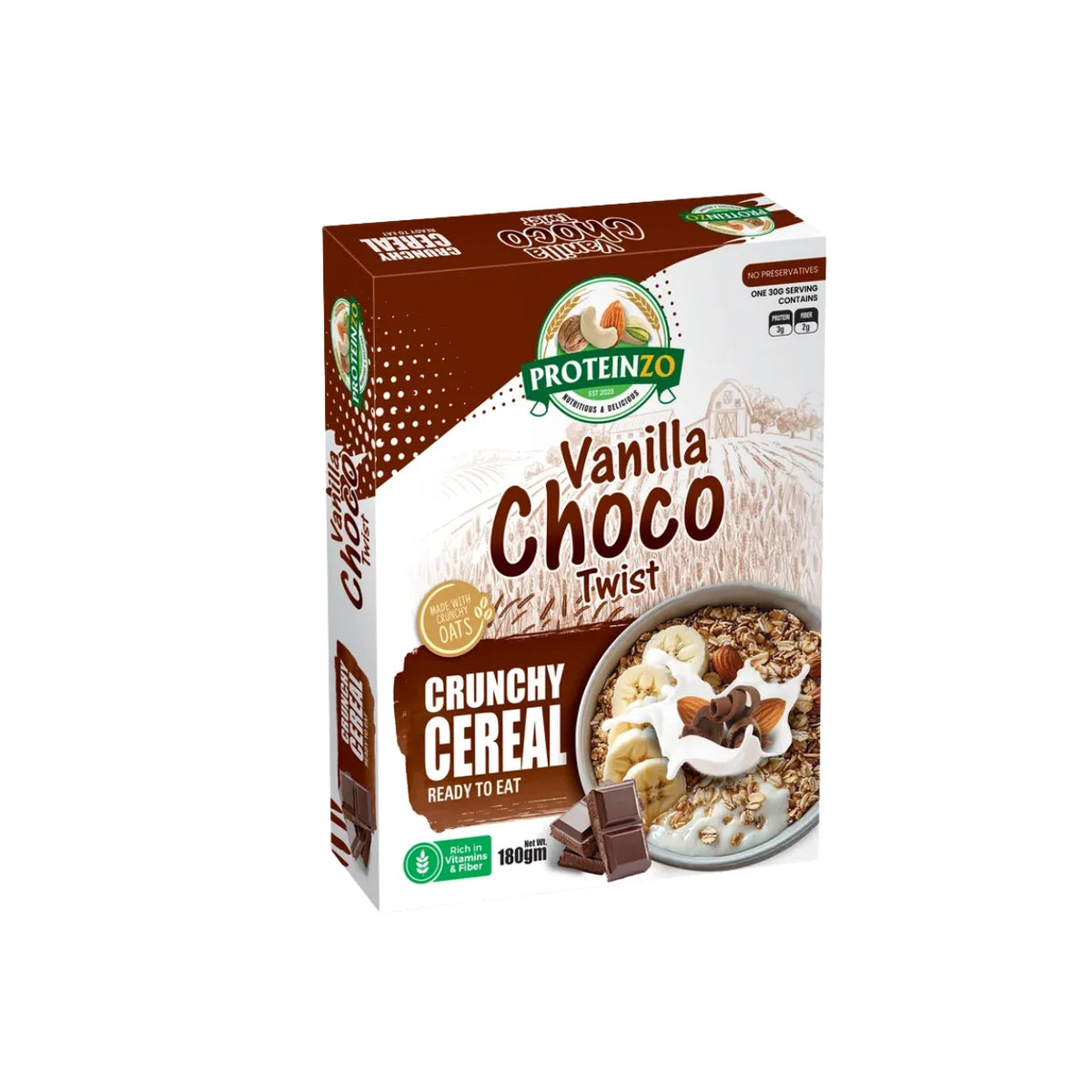 PROTEINZO CRUNCHY CEREAL VANILLA CHOCO 180GM
