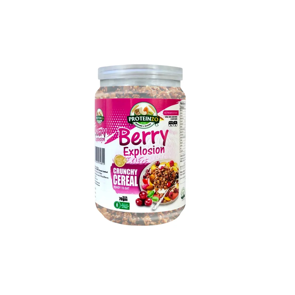 PROTEINZO CRUNCHY CEREAL BERRY EXPLOSION 70GM JAR