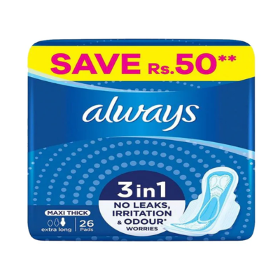 ALWAYS PADS MAXI THICK 26PCS 3IN1 EXTRA LONG