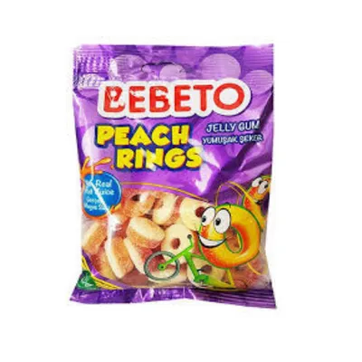 BEBETO GUMMY CANDY 80GM PEACH RINGS