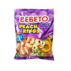 BEBETO GUMMY CANDY 80GM PEACH RINGS