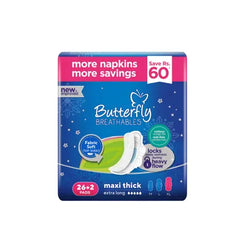 BUTTERFLY PADS BREATHABLES MAXI THICK LONG 28PCS PINK