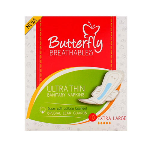 BUTTERFLY PADS BREATHABLES ULTRA THIN EXTRA LONG 10PCS BOX