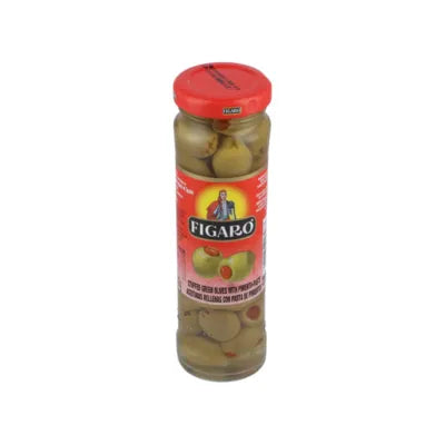 FIGARO PITTED GREEN OLIVES 70/142G