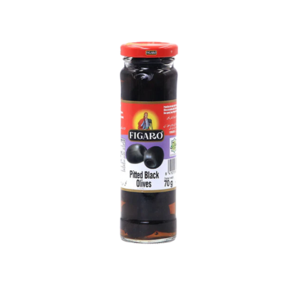 FIGARO PITTED BLACK OLIVES 70/142G