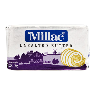 MILLAC BUTTER 200GM UNSALTED