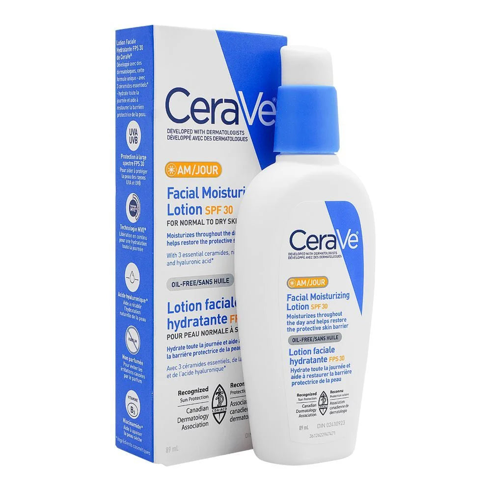 Cerave Advanced Hydrating Facial Moisturizing Lotion AM with Broad Spectrum SPF 30 Sun Protection, 89ml