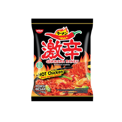 NISSIN RAMEN NOODLES 118GM HOT CHICKEN