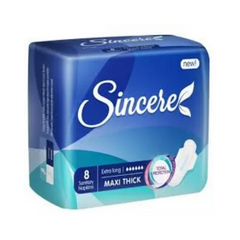 SINCERE STANITARY NAPKINS MAXI THICK EXTRA LONG 8PCS