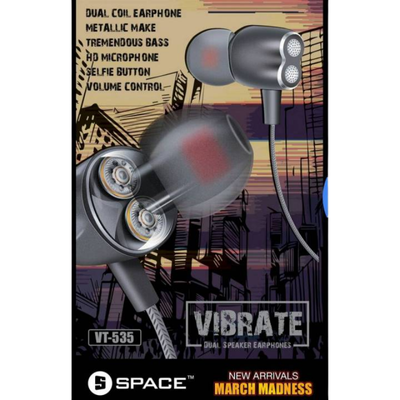 SPACE VT-535 VIBRATE DUAL SPEAKER EARPHONES