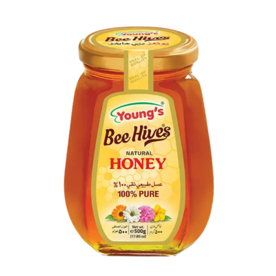 YOUNGS BEE HIVES HONEY 500GM GLASS JAR