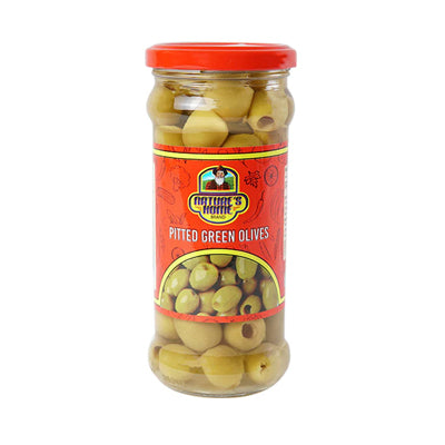 NATURES GREEN OLIVES 370GM PITTED