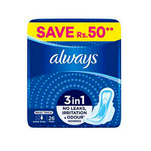 ALWAYS PADS MAXI THICK 26PCS 3IN1 EXTRA LONG
