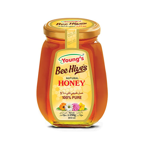 YOUNGS BEE HIVES HONEY 250GM GLASS JAR